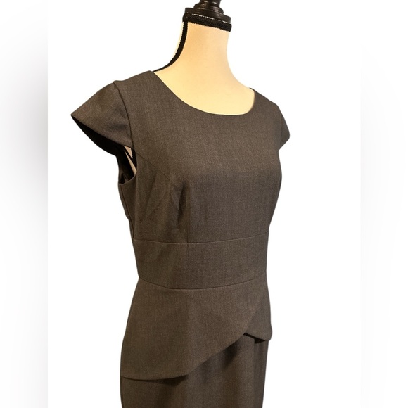 Calvin Klein Charcoal Midi Dress with Cap Sleeves - Picture 2 of 7